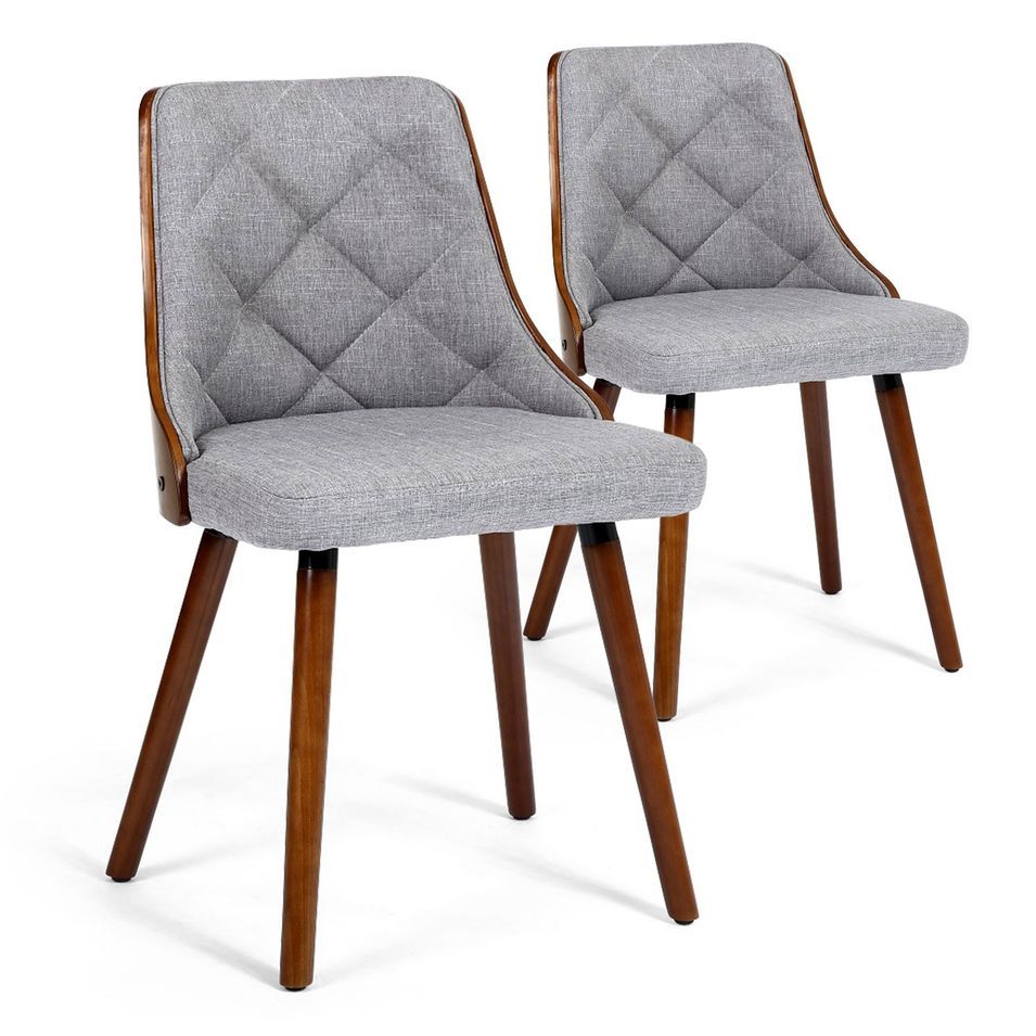 Chaise bois noisette et assise tissu gris Pako - Lot de 2 - Photo n°1