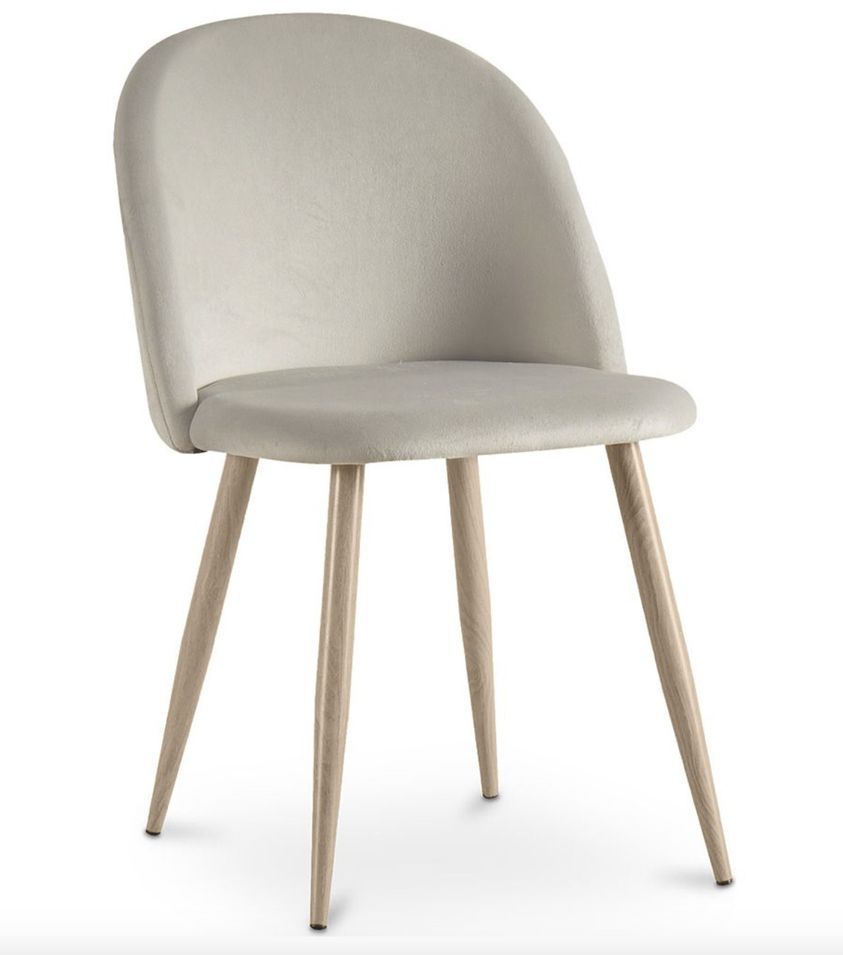 Chaise BOMANE style scandinave - Assise en velours et pieds en métal effet bois clair - Photo n°1