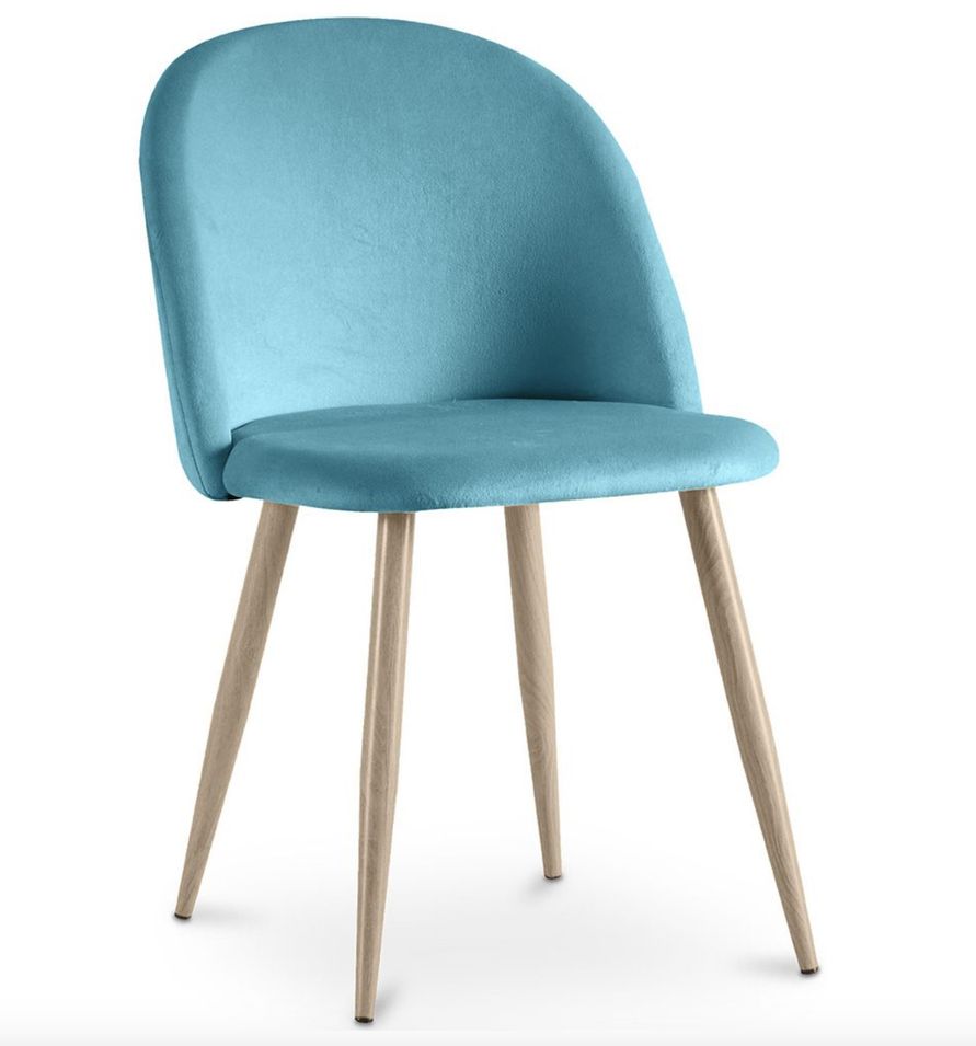 Chaise BOMANE style scandinave - Assise en velours et pieds en métal effet bois clair - Photo n°1