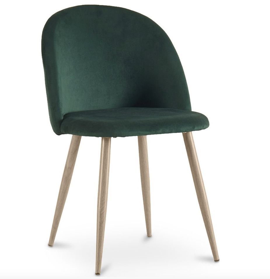 Chaise BOMANE style scandinave - Assise en velours et pieds en métal effet bois clair - Photo n°1