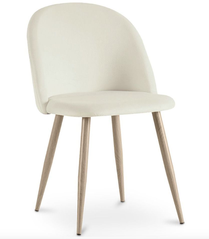 Chaise BOMANE style scandinave - Assise en velours et pieds en métal effet bois clair - Photo n°1