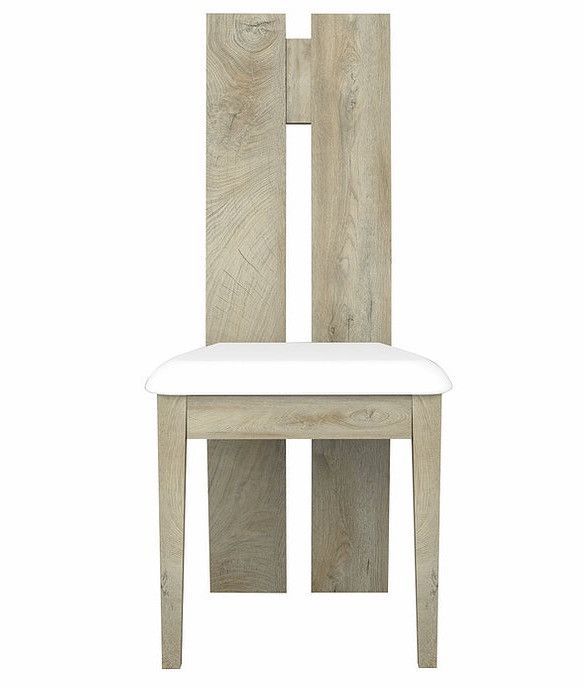 Chaise similicuir blanc mat et bois chêne clair Baite - Lot de 2 - Photo n°1