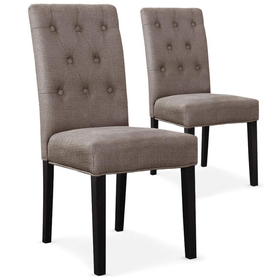 Chaise capitonnée Tissu Taupe Pieds noir Kotal - Lot de 2 - Photo n°1
