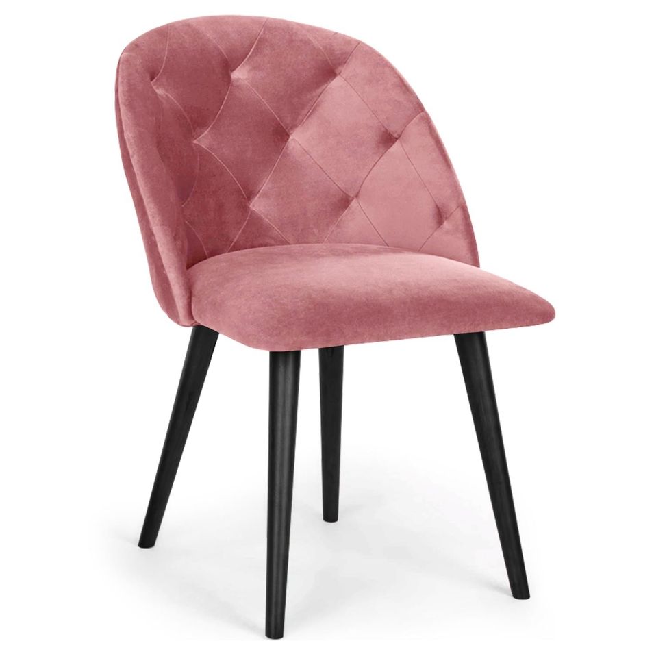 Chaise capitonnée velours rose Rine - Photo n°1