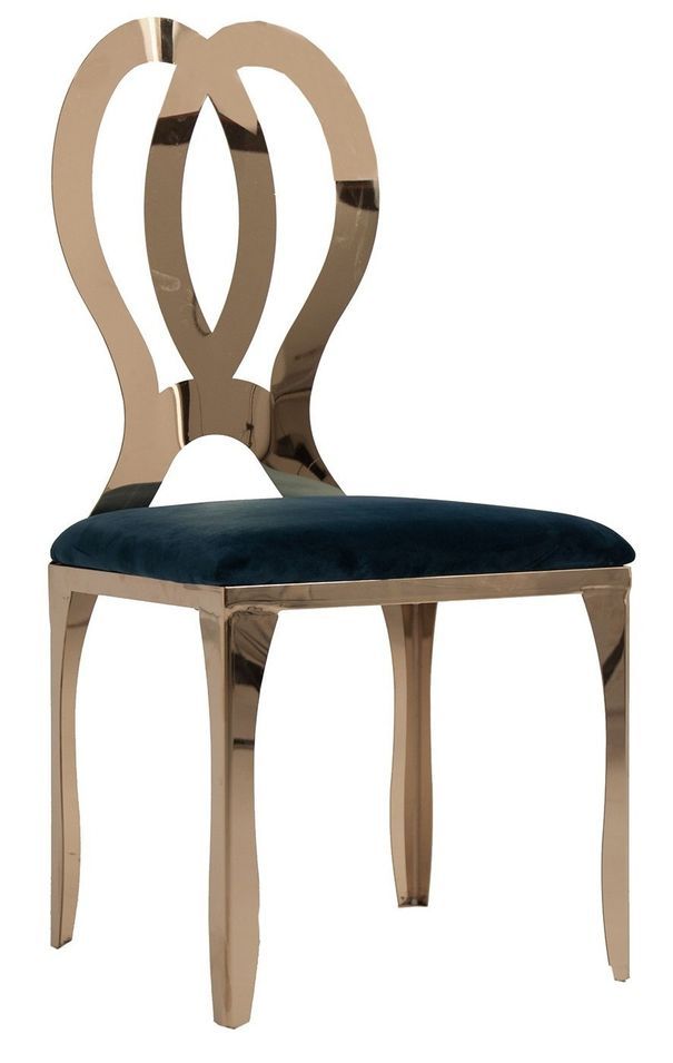 Chaise classique acier doré et assise velours noir Evah - Lot de 2 - Photo n°1