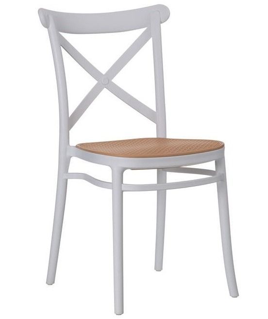 Chaise coloniale bois et rotin synthétique blanc kantik - Photo n°1