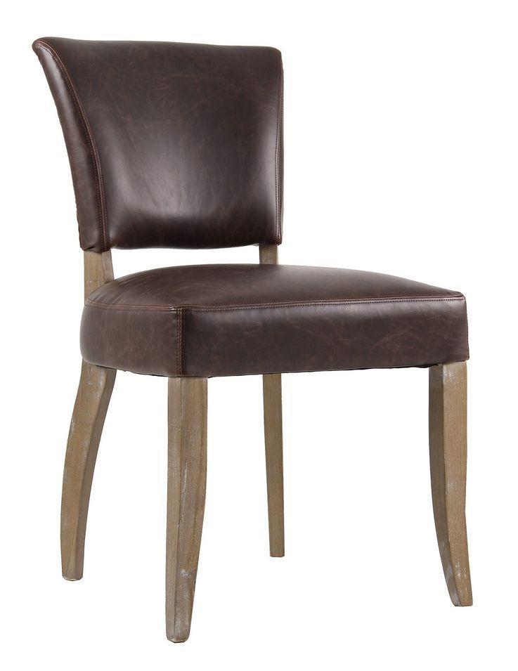 Chaise cuir marron et pieds chêne massif clair Trecia - Lot de 2 - Photo n°1