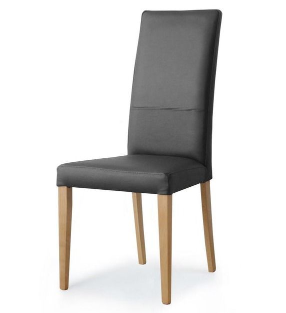 Chaise cuir noir et pieds en bois clair Aziro - Lot de 2 - Photo n°1