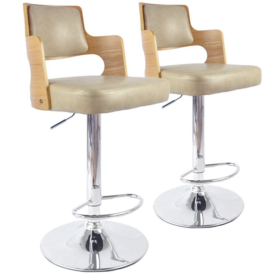 Chaise de bar Bois Naturel et Beige Jade - Photo n°1