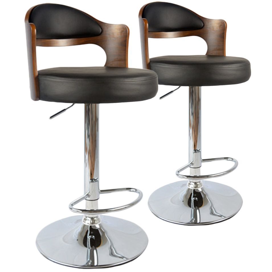Chaise de bar Bois Noisette et Noir Buli - Lot de 2 - Photo n°1