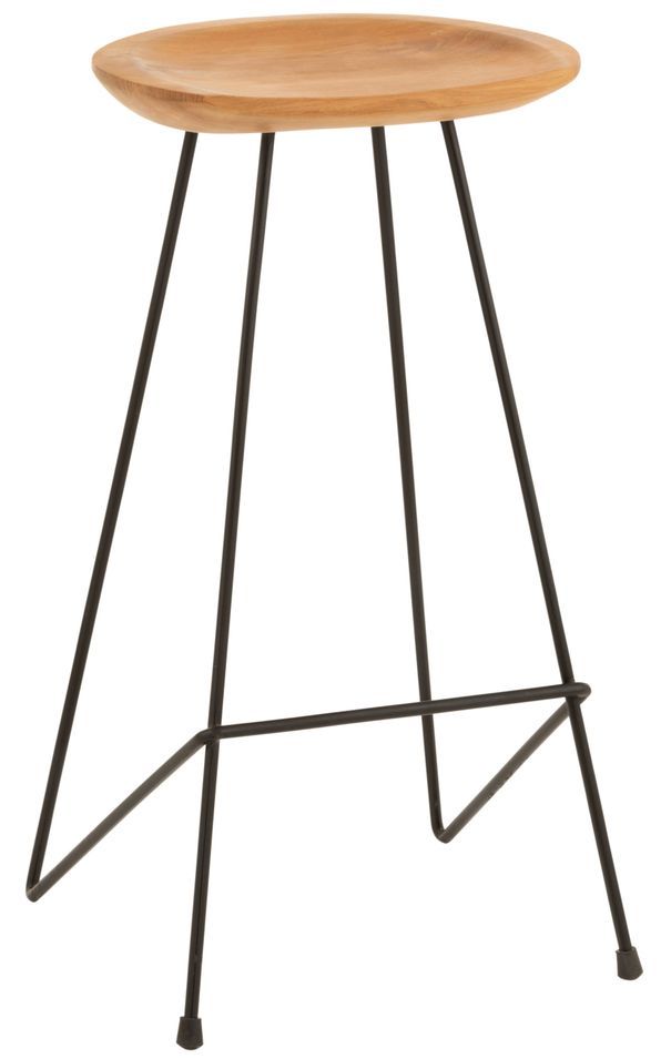 Chaise de bar bois teck naturel Luna - Photo n°1