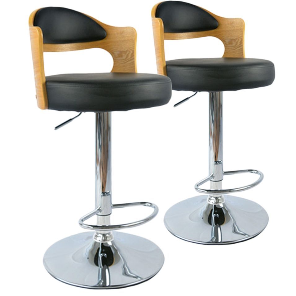 Chaise de bar Chêne Clair et Noir Buli - Lot de 2 - Photo n°1