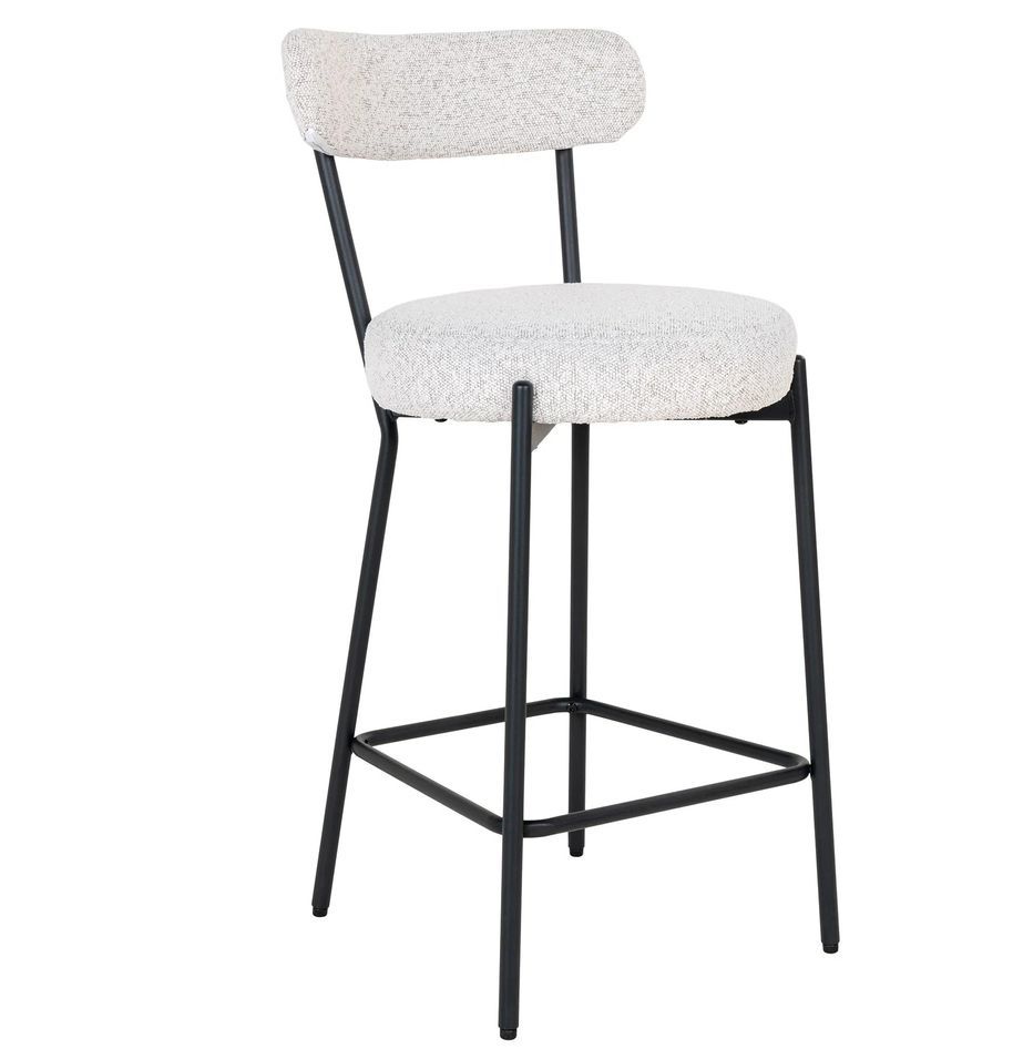 Chaise de bar en tissu bouclette et métal BADALONA - Hauteur d'assise 65 cm - Photo n°1