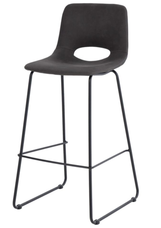 Chaise de bar imitation cuir et pieds en métal ROXANE - Assise 65 ou 75 cm - Photo n°1