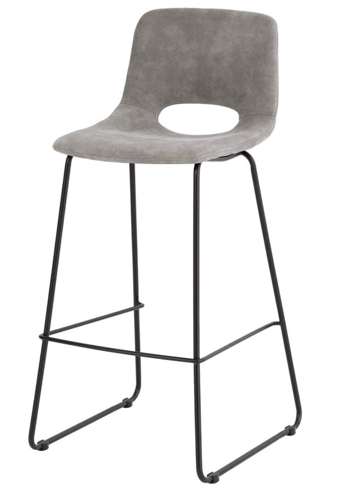 Chaise de bar imitation cuir et pieds en métal ROXANE - Assise 65 ou 75 cm - Photo n°1