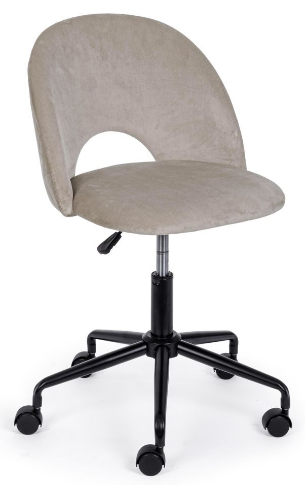 Chaise de bureau en acier et en velours taupe Linzey - Lot de 2 - Photo n°1