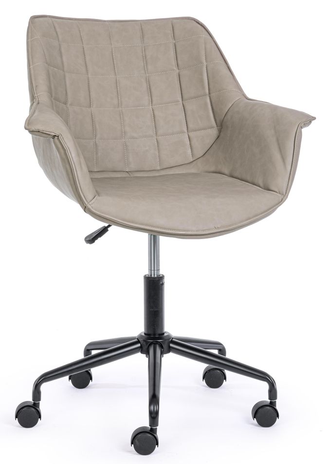 Chaise de bureau pivotante velours taupe Josa - Photo n°1