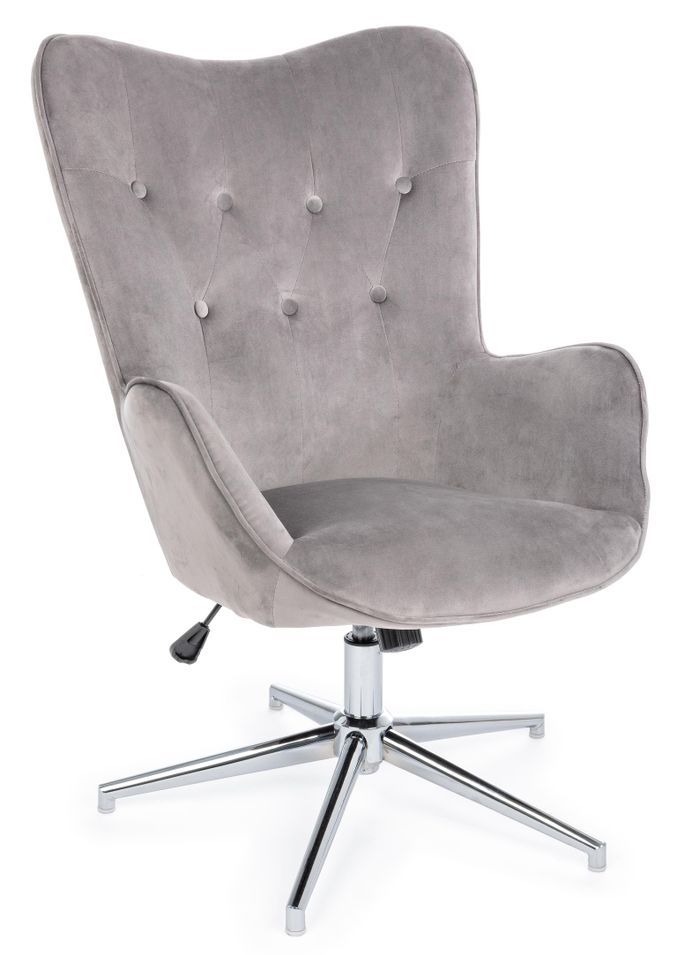 Chaise de bureau réglable en velours gris Farija - Photo n°1