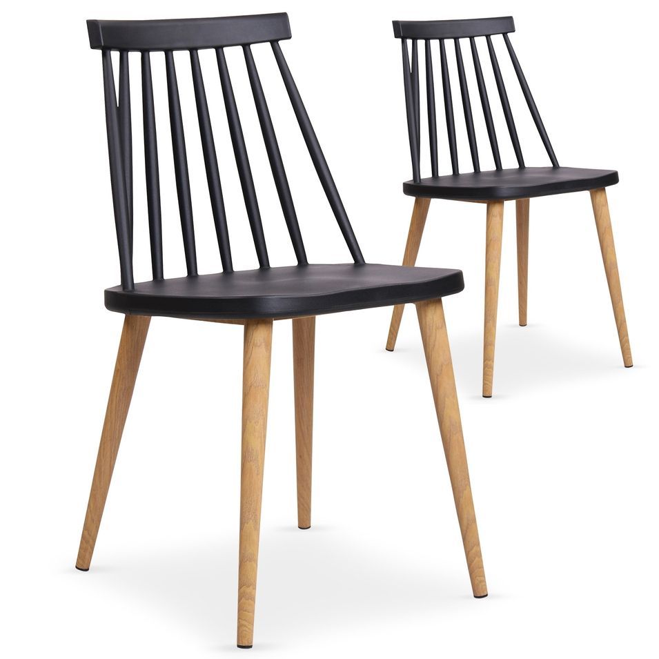 Chaise de cuisine bois et noir Nordi - Lot de 2 - Photo n°1