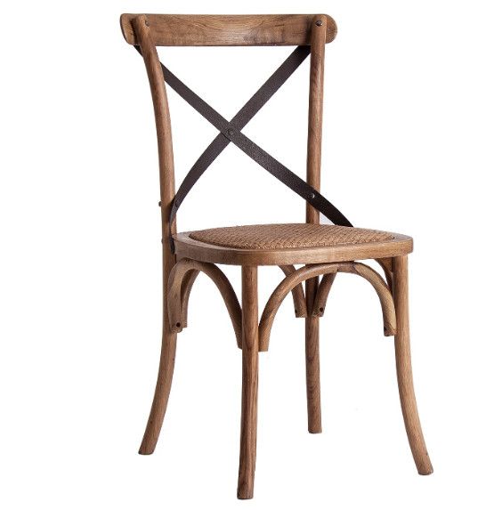 Chaise de cuisine chêne massif clair et rotin Annah - Lot de 2 - Photo n°1