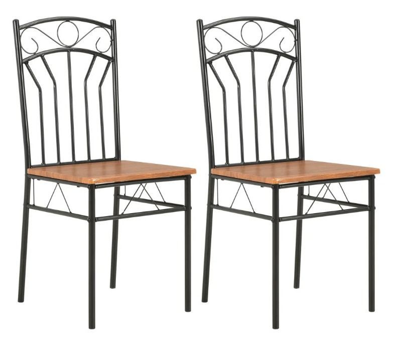 Chaise de cuisine en bois marron et métal Noir - modèle Wavo - Photo n°1