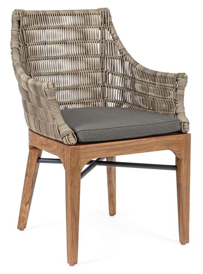 Chaise de jardin aluminium beige et gris Cayla - Lot de 2 - Photo n°1