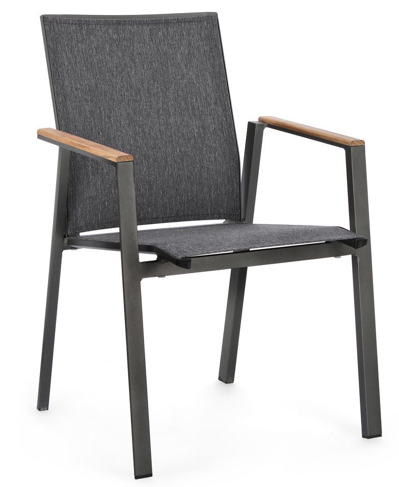Chaise de jardin avec accoudoir aluminium anthracite Kamera - Lot de 4 - Photo n°1