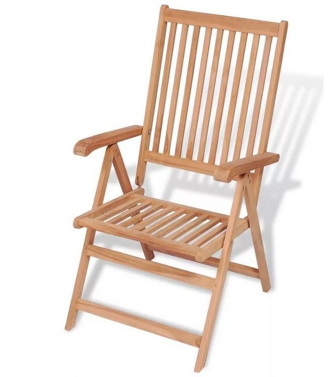 Chaise de jardin pliante teck massif clair Alida - Lot de 2 - Photo n°1