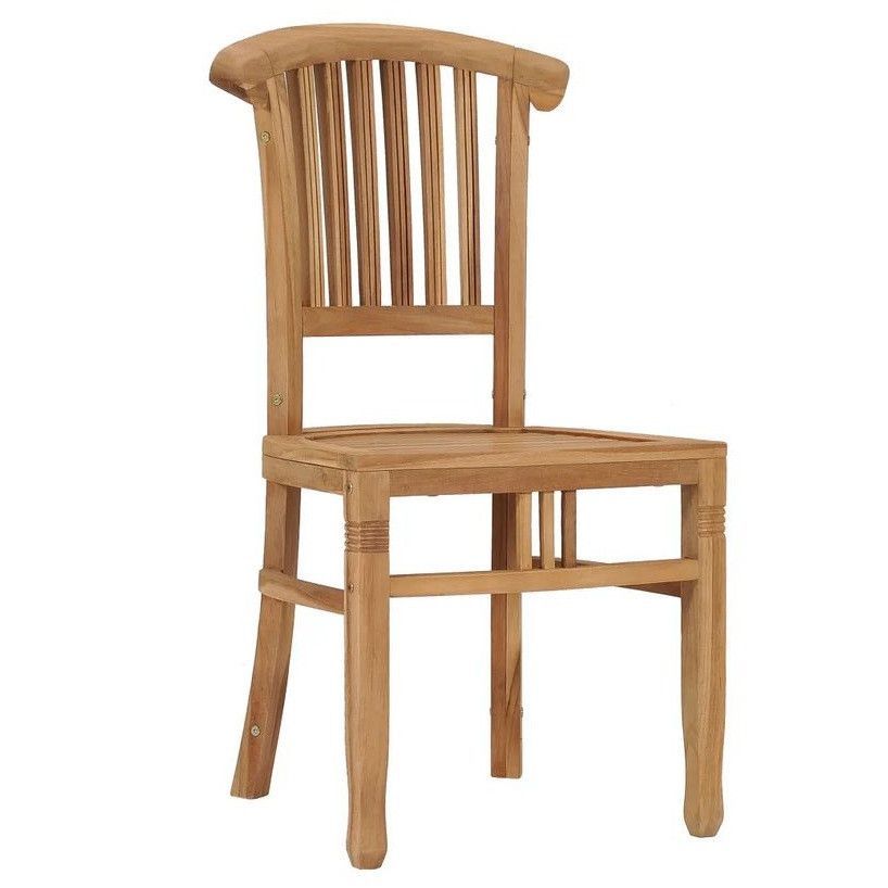 Chaise de jardin sans accoudoirs teck massif Cruna - Lot de 2 - Photo n°1