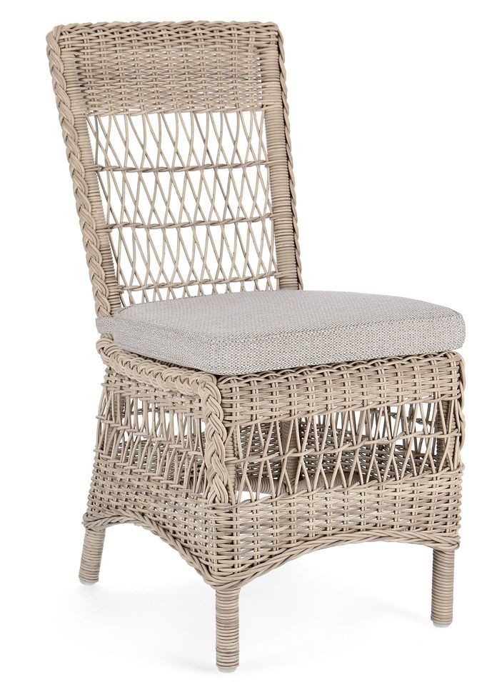 Chaise de jardin tressages fibres synthétiques beige Guliver - Photo n°1