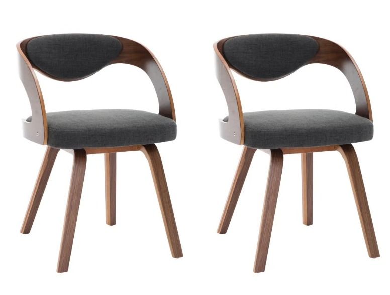 Chaise de salle à manger bois foncé et tissu gris Canva - Lot de 2 - Photo n°1