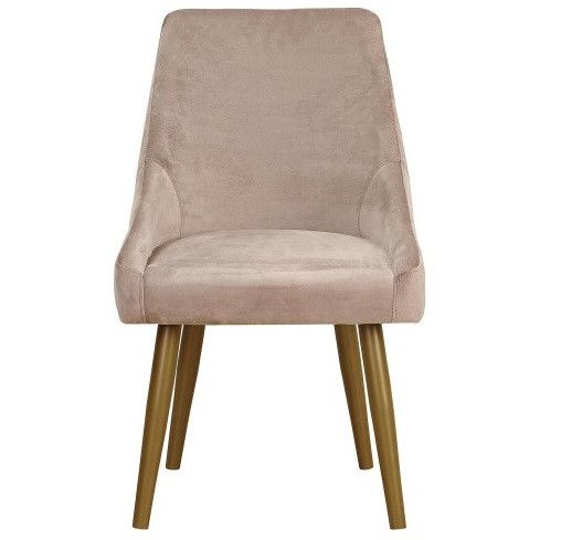 Chaise de salle à manger velours taupe et pieds métal doré Pamela - Lot de 2 - Photo n°1