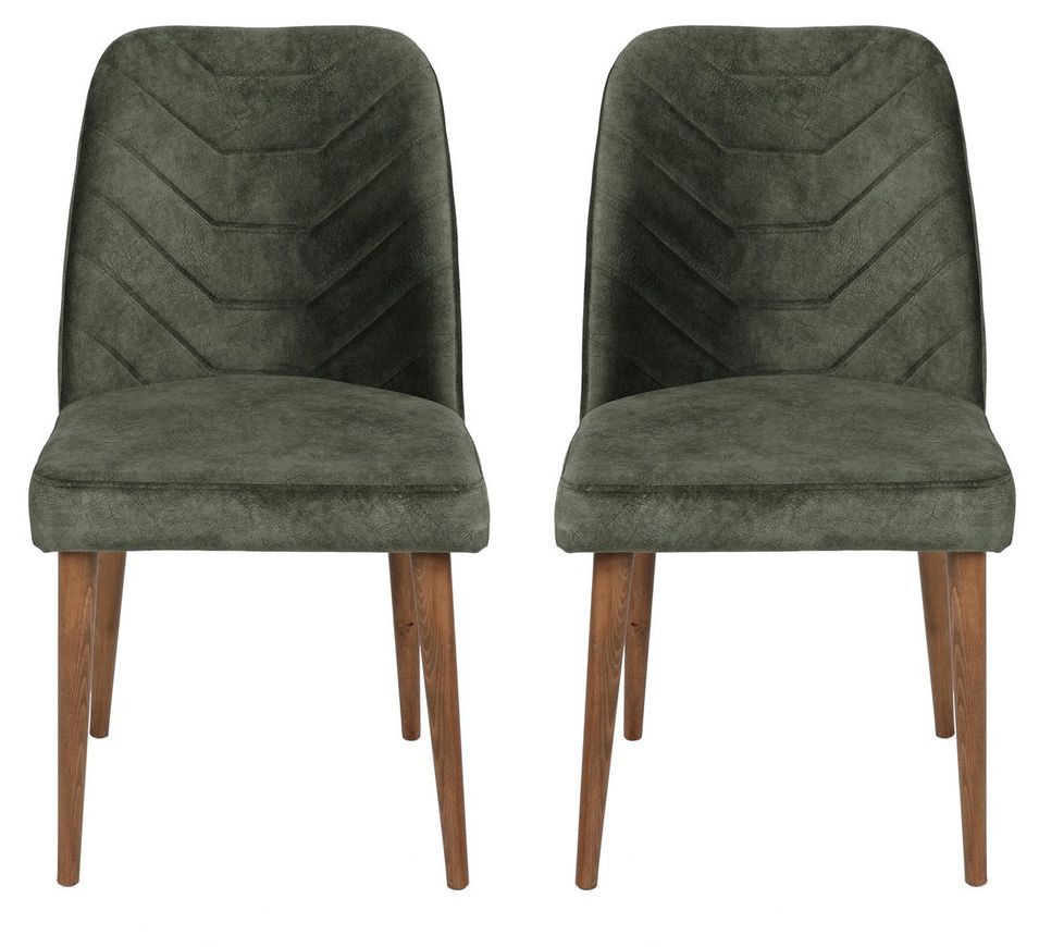 Chaise de salle à manger velours vert foncé et bois noir Kinda - Lot de 2 - Photo n°1