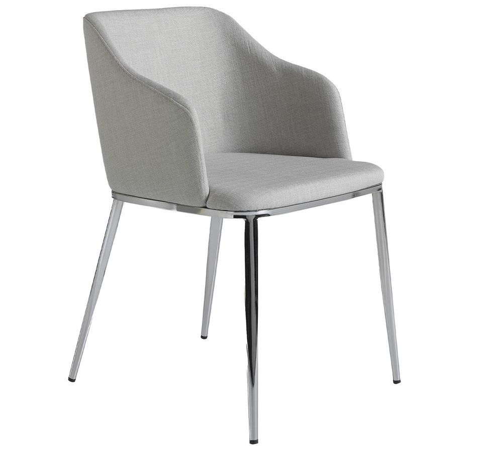 Chaise design avec accoudoirs KAPA – Tissu gris & pieds chromés - Photo n°1