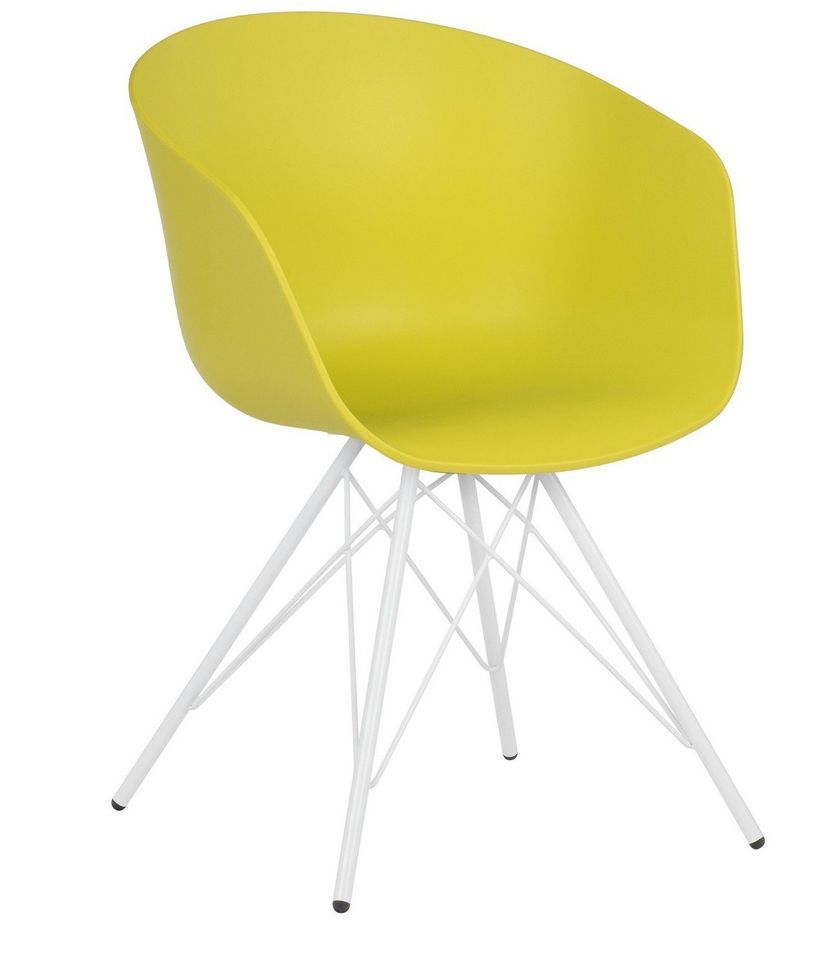 Chaise design avec accoudoirs polypropylène pistache et métal blanc Marky - Photo n°1