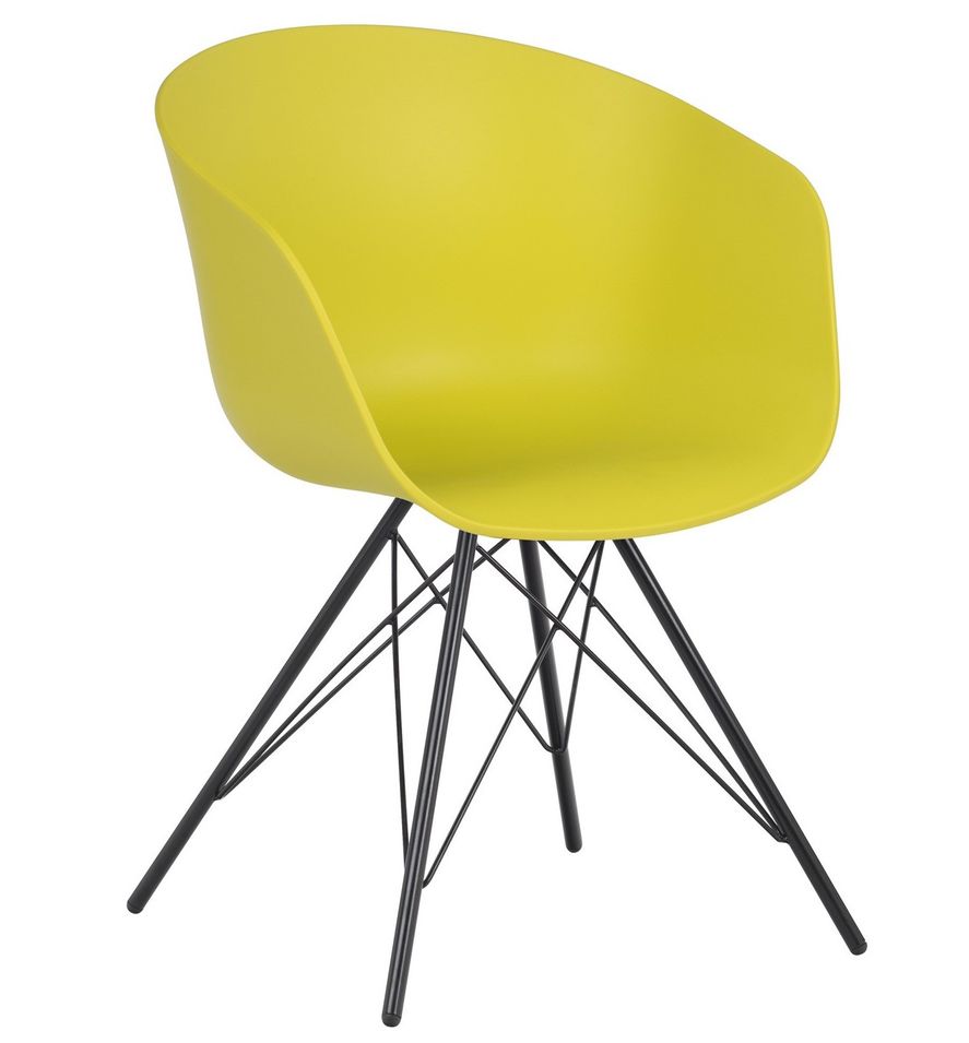 Chaise design avec accoudoirs polypropylène pistache et métal noir Marky - Photo n°1