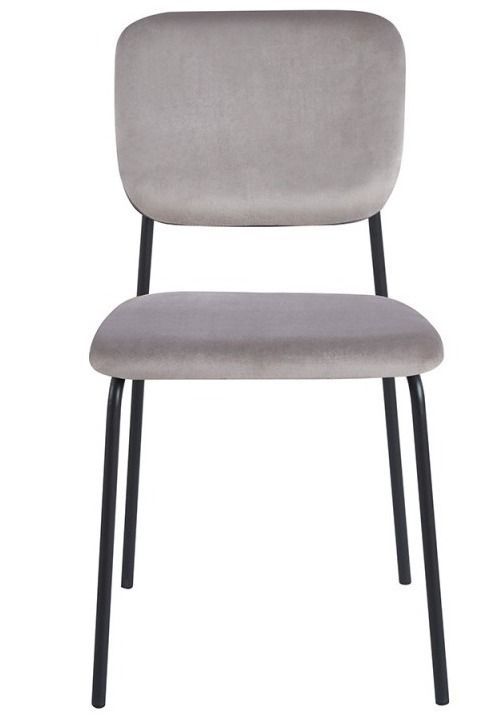 Chaise design avec assise velours gris et pieds en métal noir Kara - Photo n°1