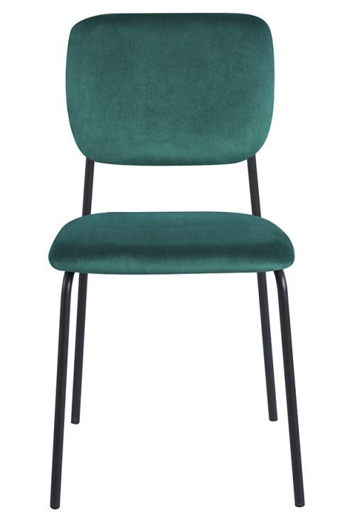 Chaise design avec assise velours vert et pieds en métal noir Kara - Photo n°1