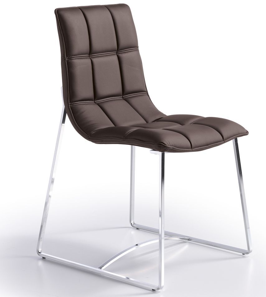 Chaise design matelassée simili marron Koza - Photo n°1