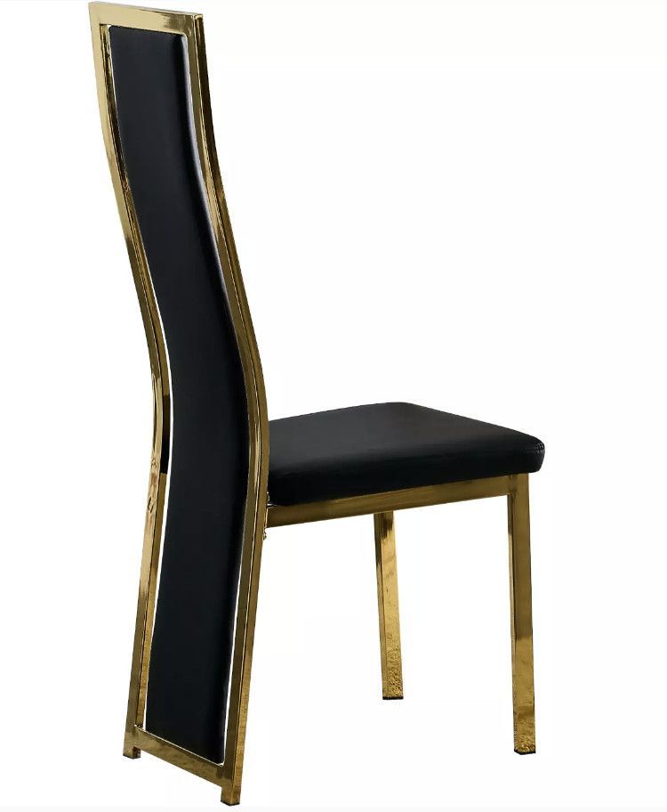 Chaise design simili cuir et acier doré Milana - Lot de 6 - Photo n°1