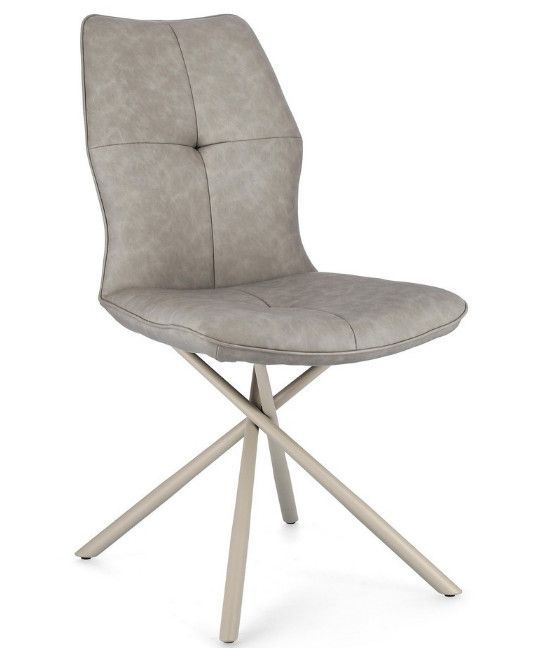 Chaise design simili cuir et pieds acier beige Kowla - Lot de 2 - Photo n°1