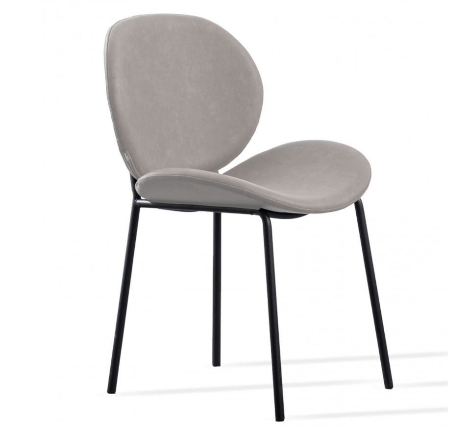 Chaise design simili cuir gris et acier laqué noir Toxane - Photo n°1