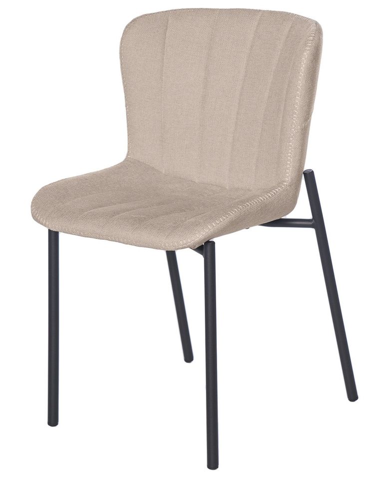 Chaise design tissu beige clair et pieds métal noir Galia - Photo n°1