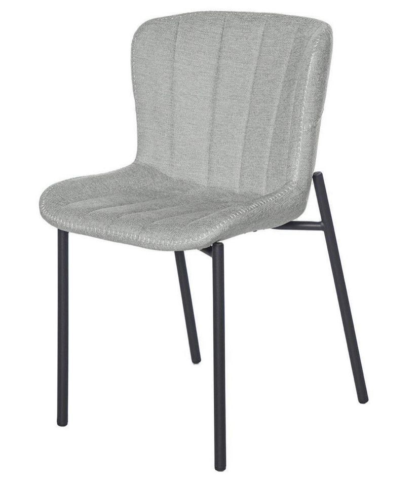 Chaise design tissu gris clair et pieds métal noir Galia - Photo n°1