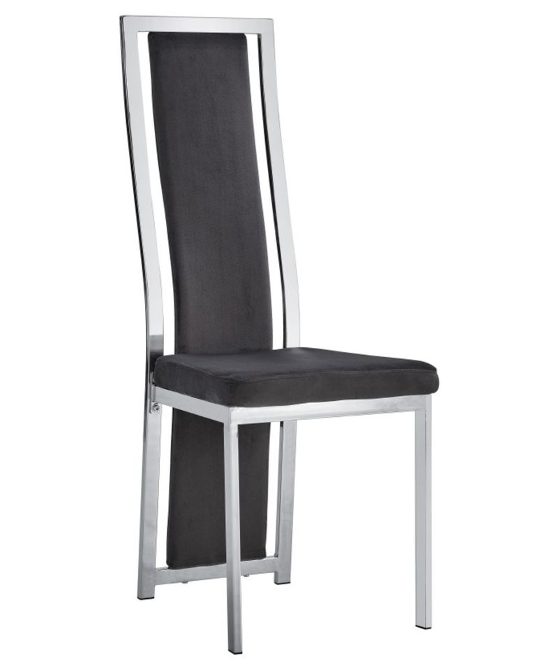 Chaise design velours et acier chromé Milana - Lot de 6 - Photo n°1