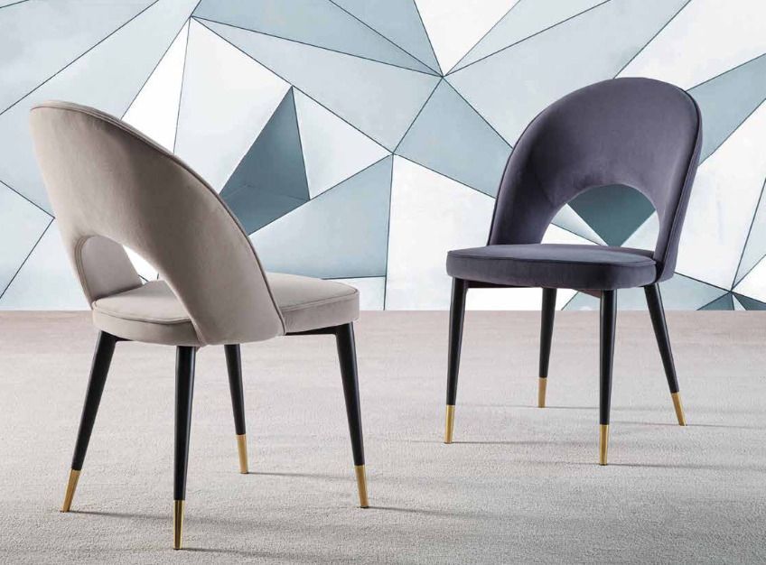 Chaise design velours et pieds métal noir Maryz - Lot de 4 - Photo n°1