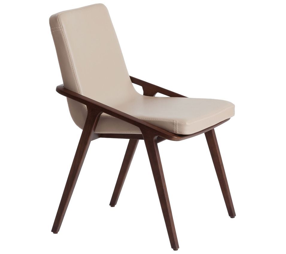 Chaise DINA – Similicuir vison & piétement bois noyer - Photo n°1