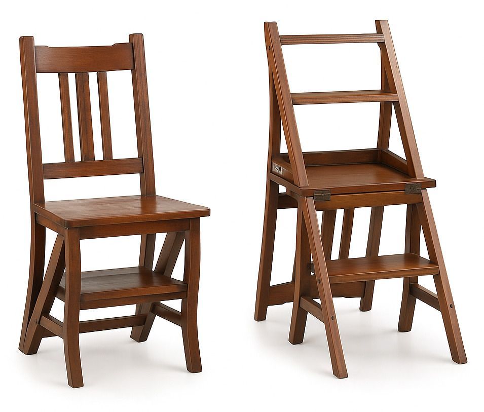 Chaise échelle en bois massif d'acajou KINGO - Photo n°1