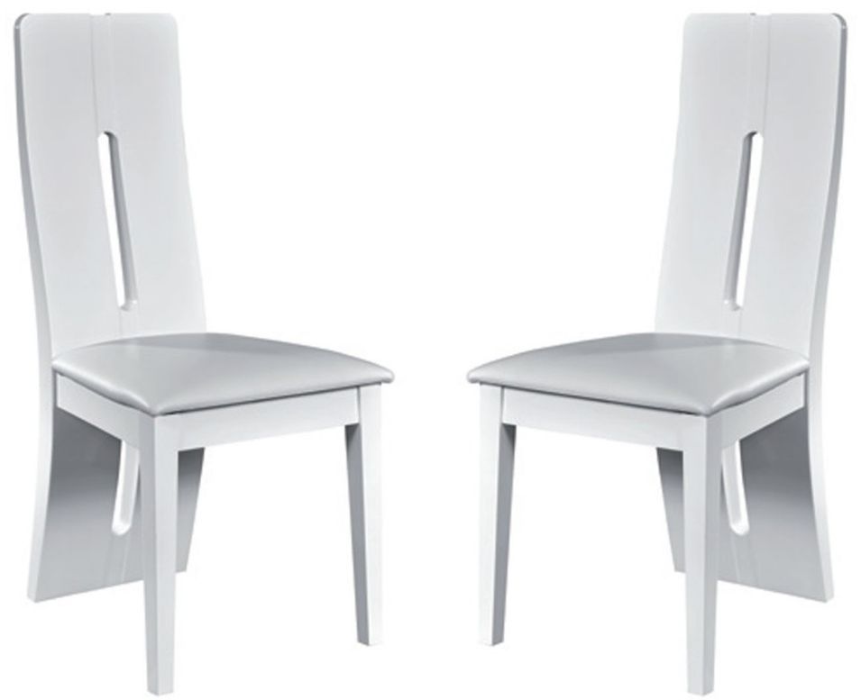 Chaise similicuir blanc et bois laqué Kela - Lot de 2 - Photo n°1