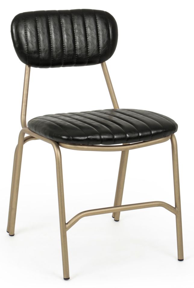 Chaise en acier noir et doré Addy - Lot de 2 - Photo n°1